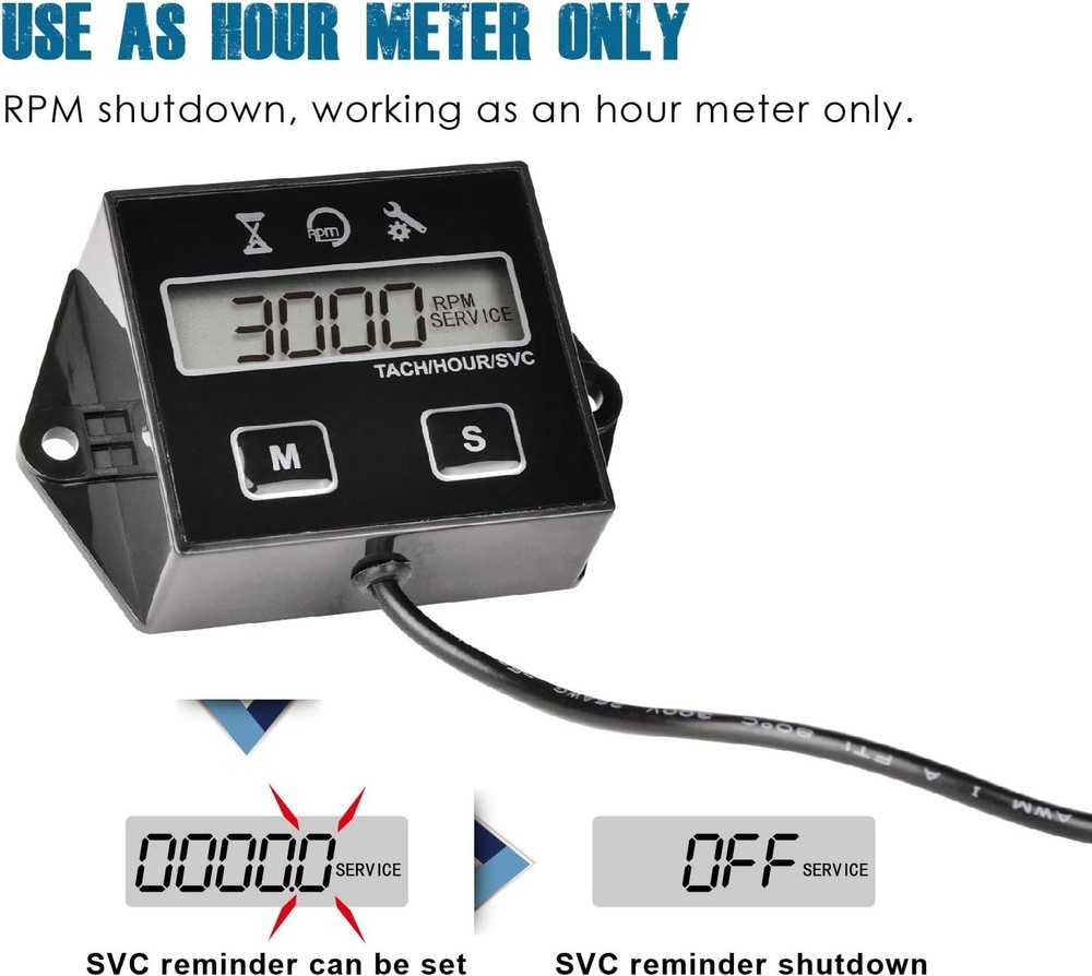 Multifunctional Hour Meter & Tachometer - Engine RPM and Maintenance Tracker