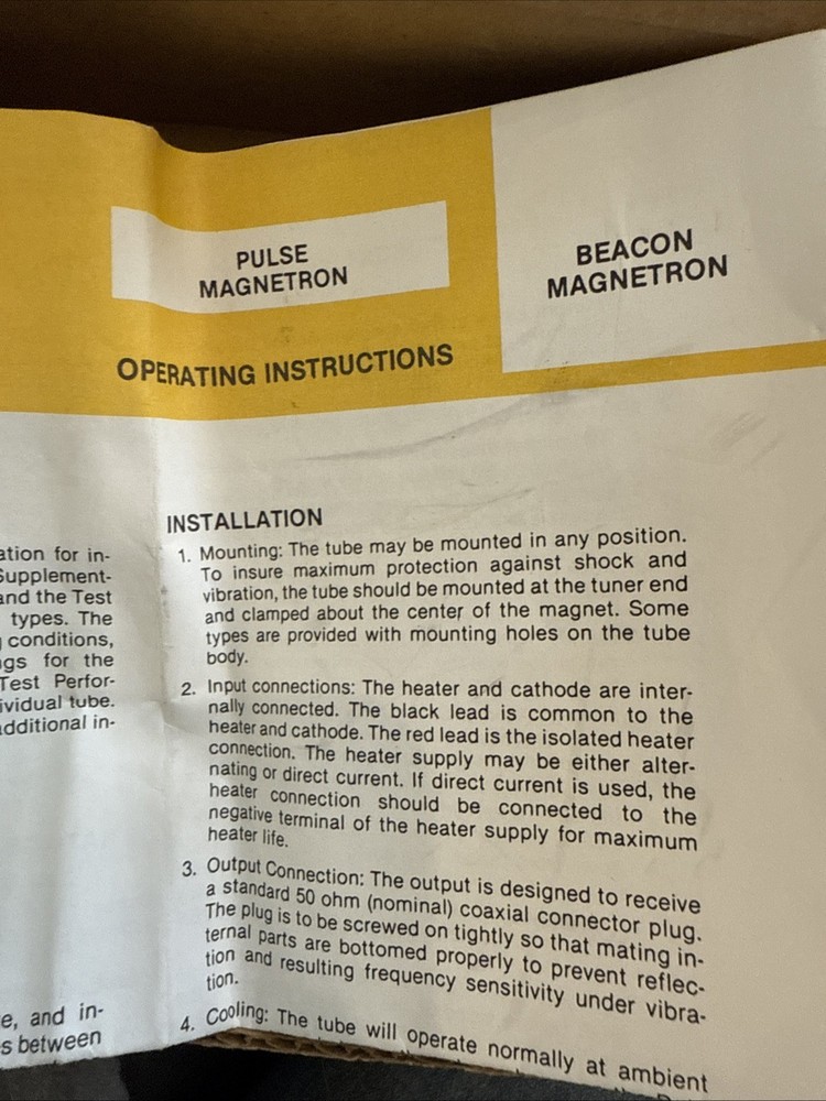 Varian Pulse Beacon Magnetron VMC-1280