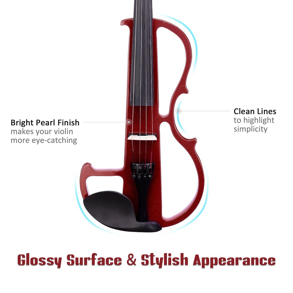 4/4 Size 2 Style Electric Silent Violin Set Practicing Performing w/ Case Gift