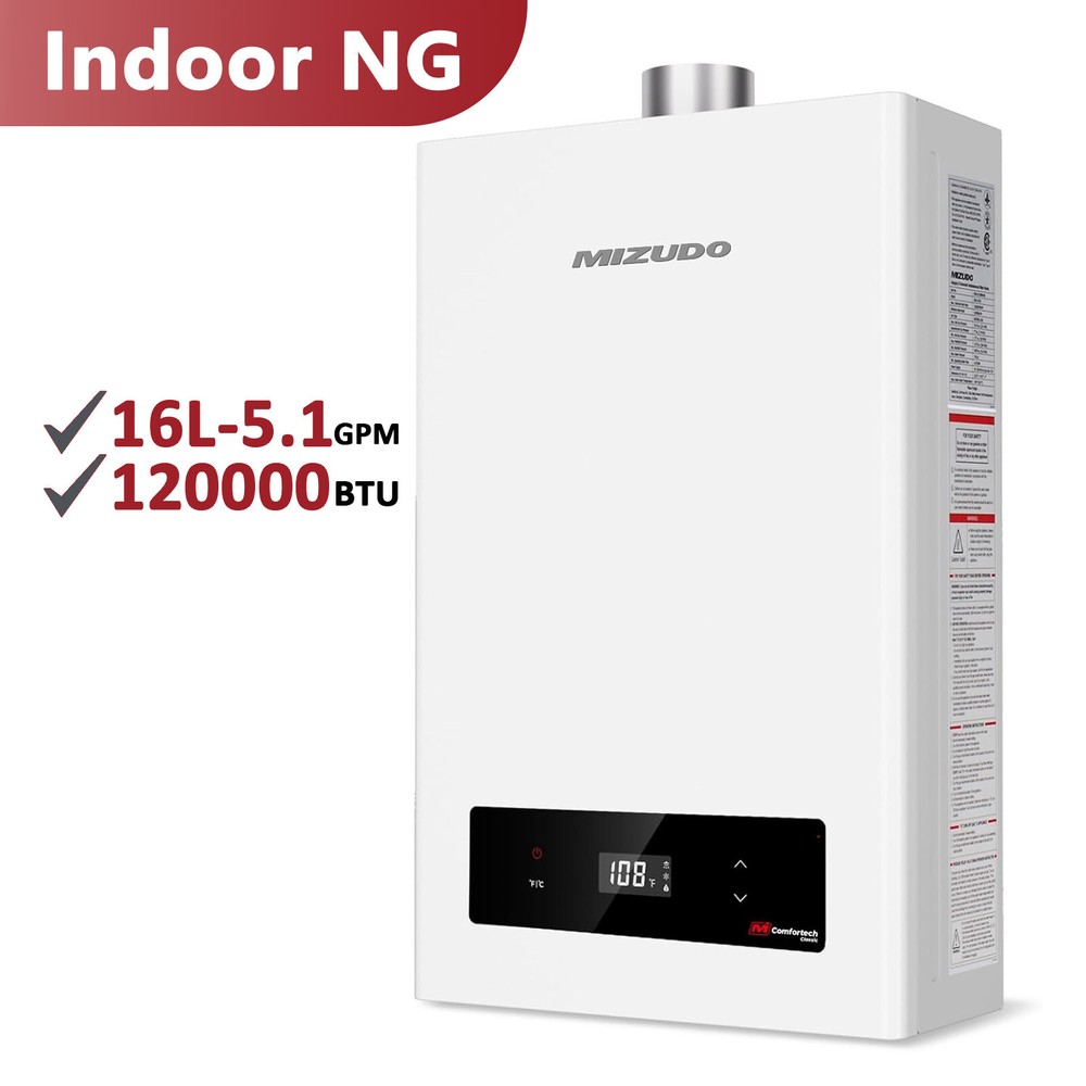 Natural Gas/Propane Tankless Water Heater Indoor On-Demand 5.1GPM 120000BTU