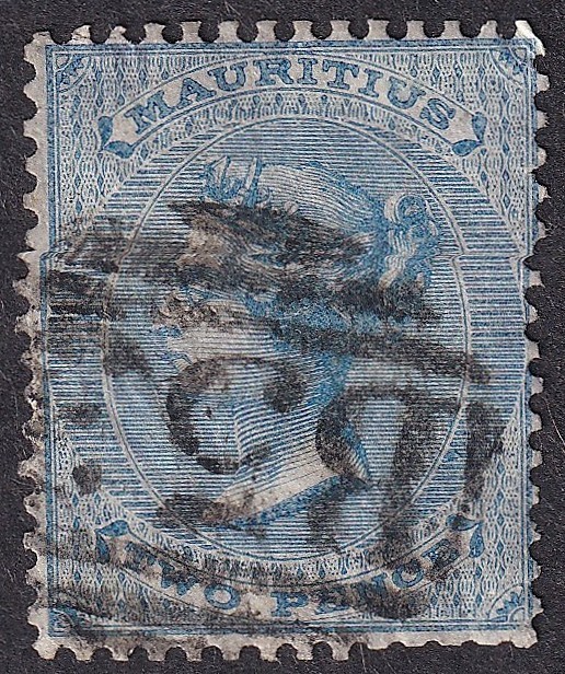 Mauritius 1860-63 2d blue used. SG 47 £55