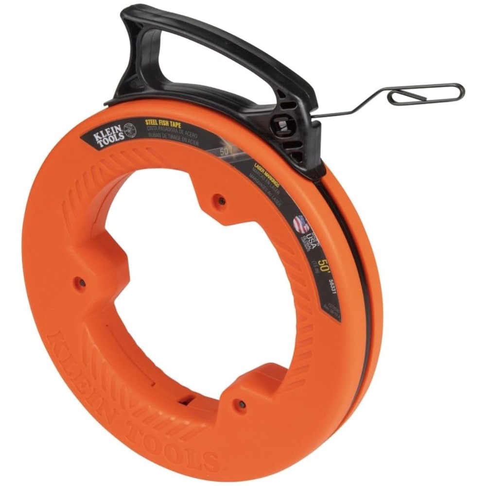 50-Foot Klein Tools Steel Fish Tape - Precision Wire Puller with Double Loop