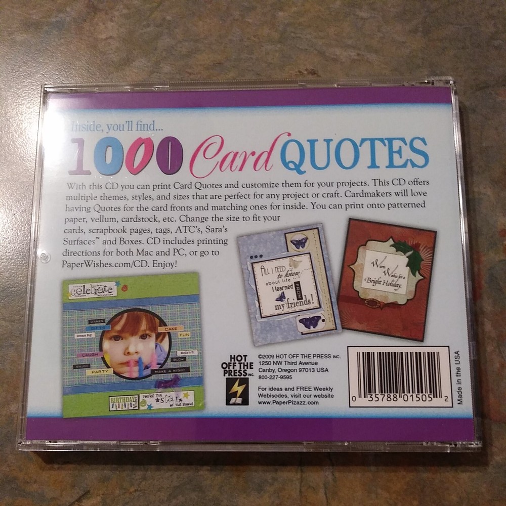 Hot Off The Press 1000 Card Quotes Computer CD Mac PC Artwork Instructions