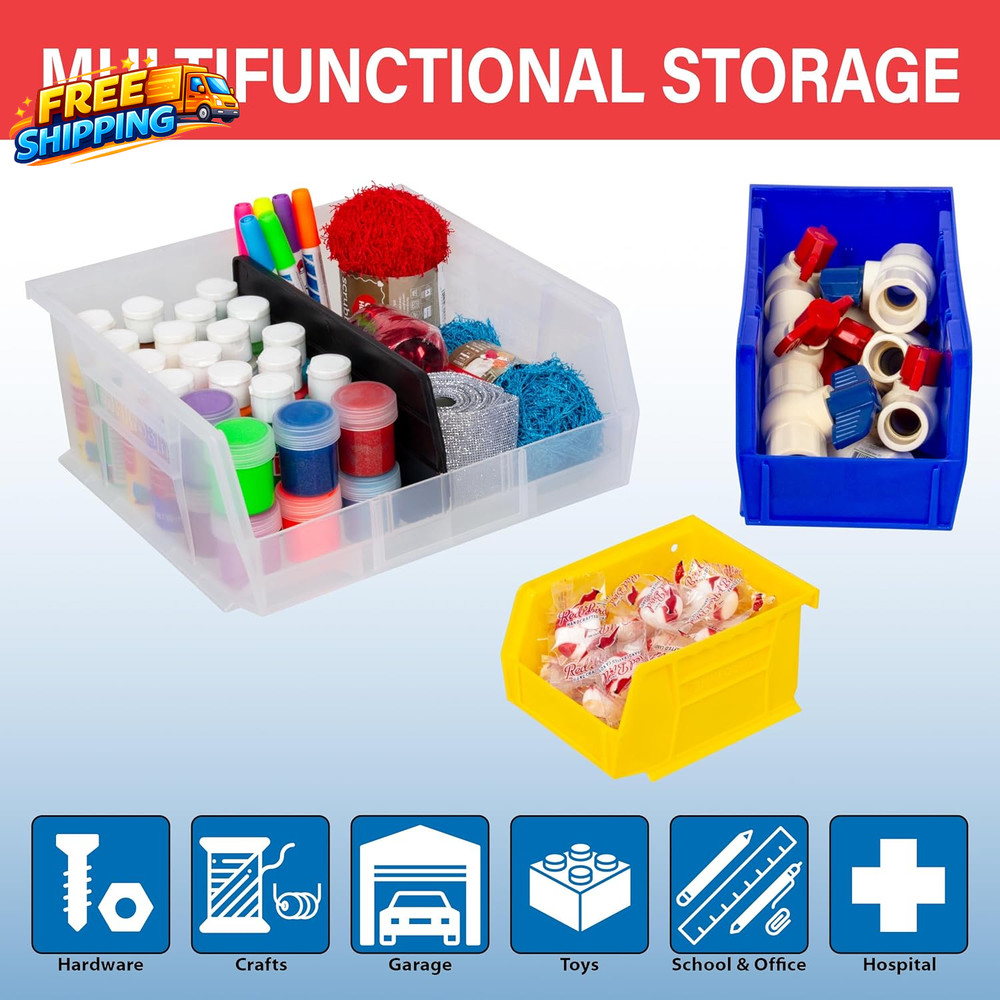 30235 Akrobins Plastic Storage Bins Space-Saving Stackable Bins for Garage