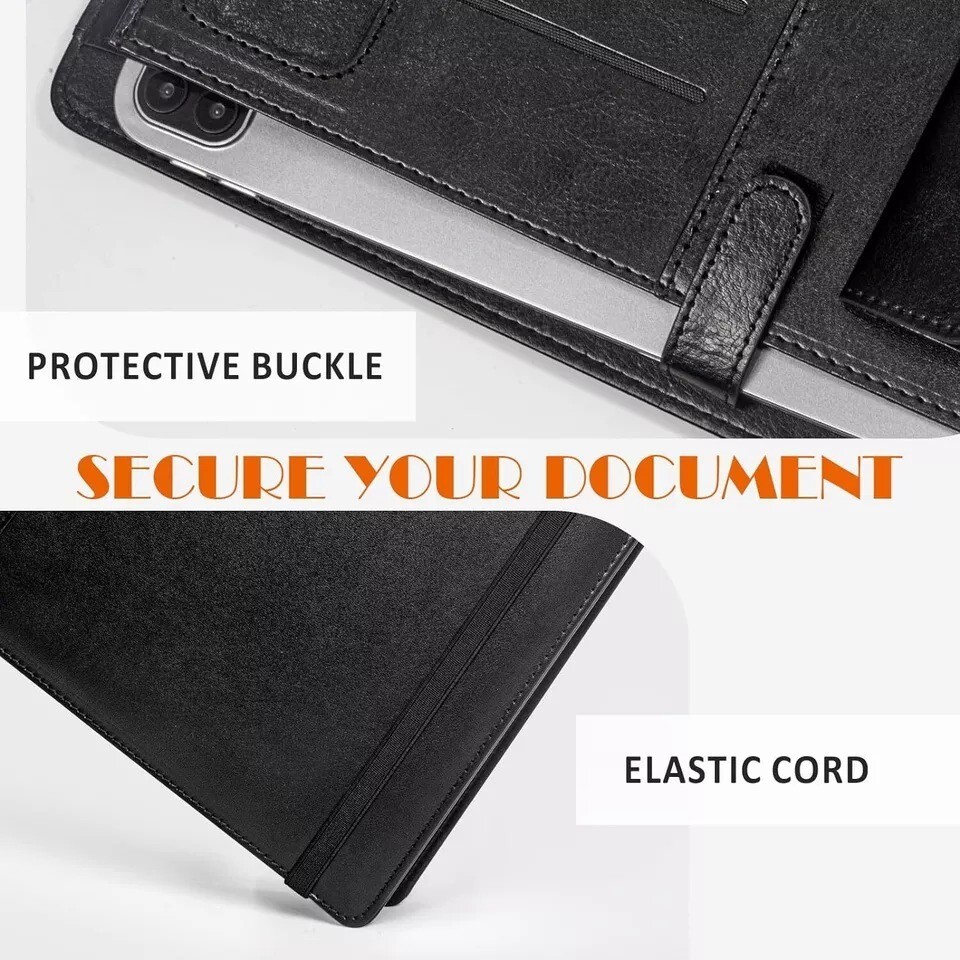 Leather Padfolio Business Portfolio Notebook Binder Office Organizer & writing