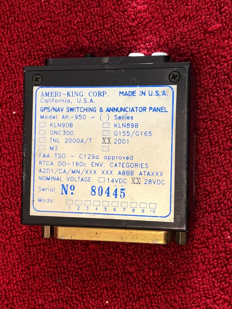 AMERI-KING AK 950-2001 GPS/NAV SWITCHING AND ANNUNCIATOR PANEL