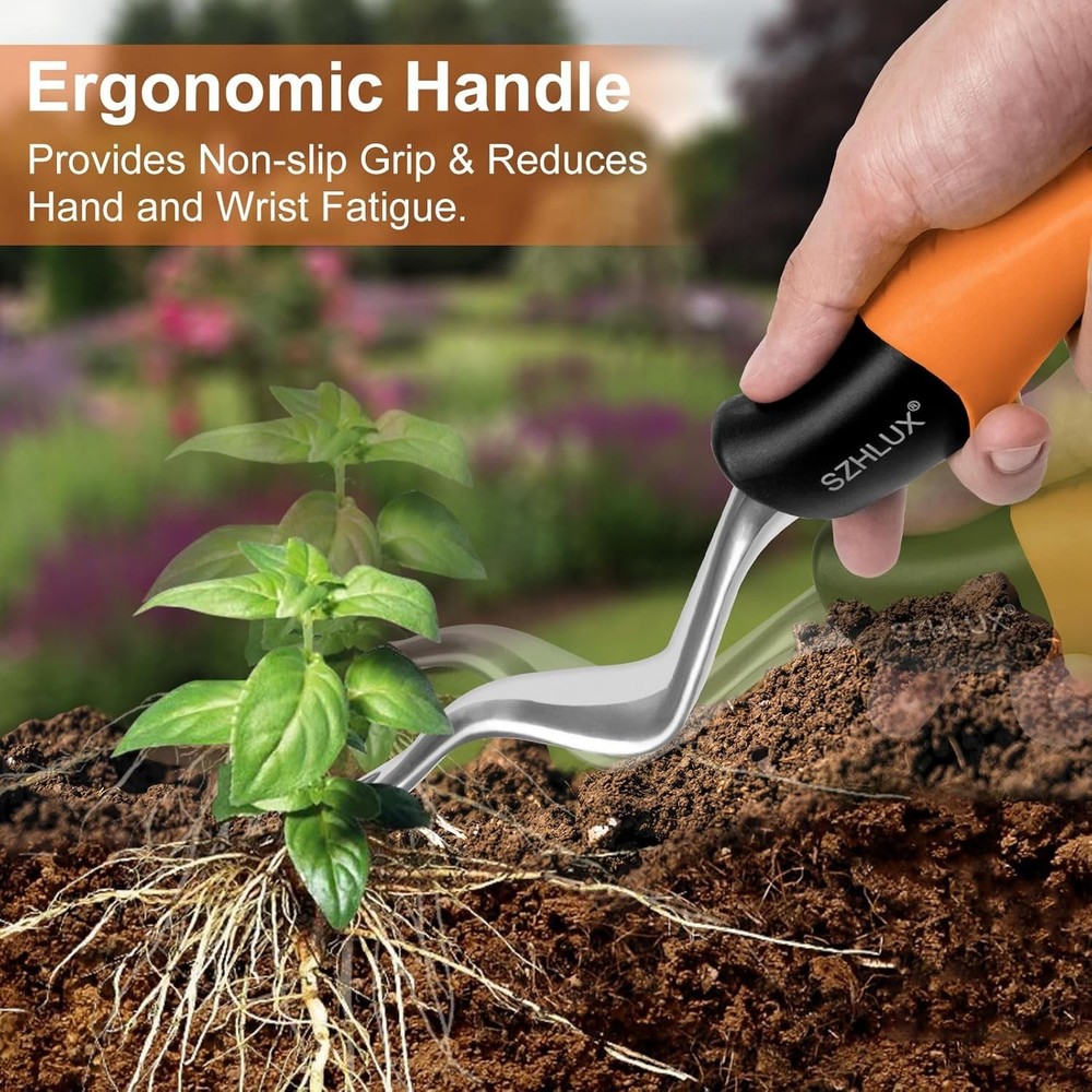 Compact Orange Hand Weeder Tool - Ergonomic Design for Efficient Weed Removal