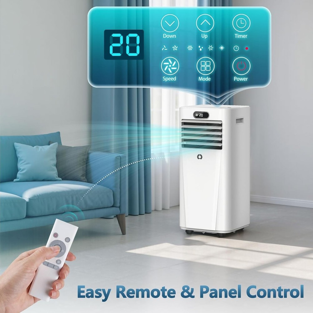 10,000 BTU Portable Air Conditioner 3-in-1 Chill Dehumidify Sleep Timer