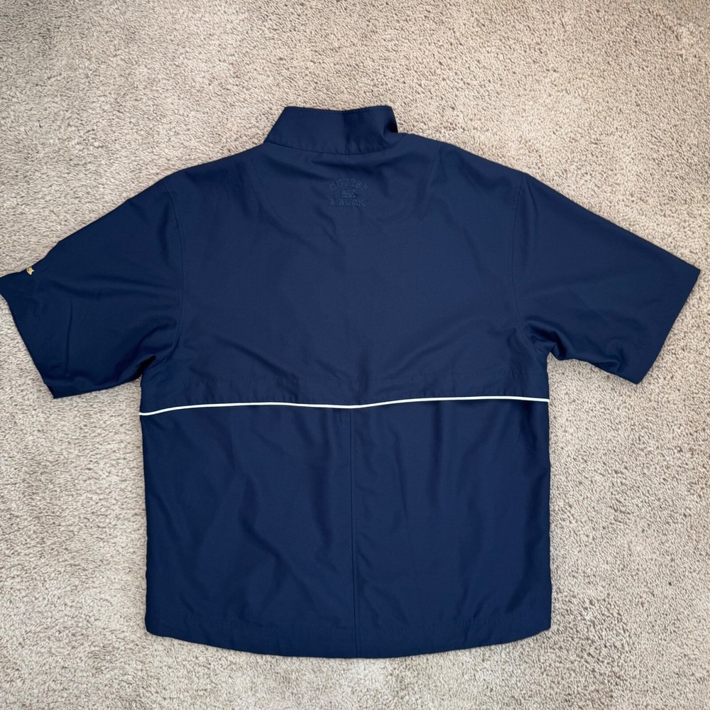 Cutter & Buck WindTec Golf Pullover Mens L Navy S/S Jacket GCA 100 Sleece Patch