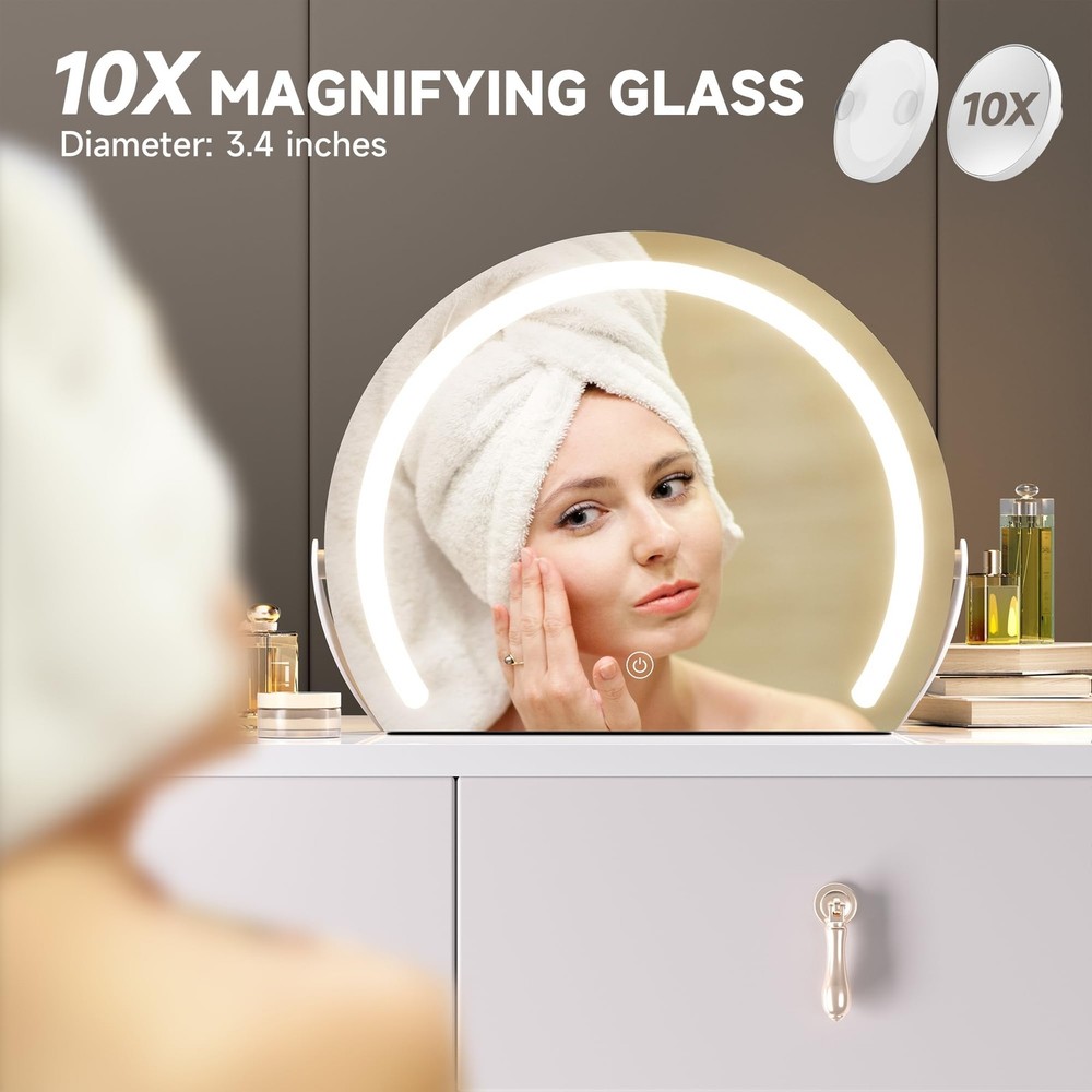 Vanity Mirror with Lights, 13.8" x 10.7" Makeup Mirror, Lighted Makeup Mirror...