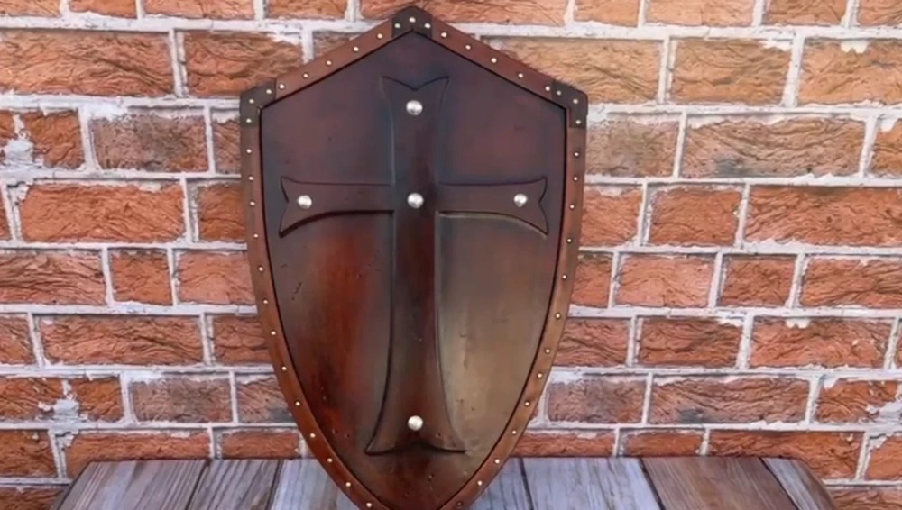 Templar Shield | Handmade Leather Cross Shield | Leather Templar Shield