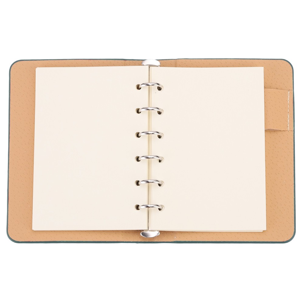 6 Ring Binder Cover 2pcs A7 Leather Notebook Binder with 100 Sheets Paper, Green