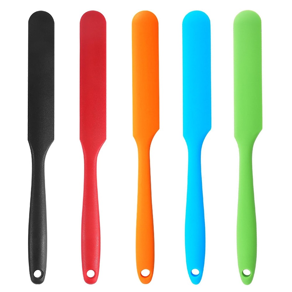 【5 Pack】Silicone Jar Spatula, Long Handle Jar Scraper Spurtle, Sou