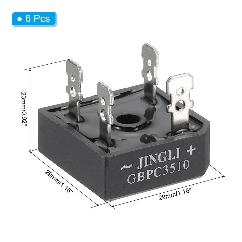6 Pcs GBPC35-10 Rectifier Diode Bridge Rectifier 35A 1000V Diodes, Black