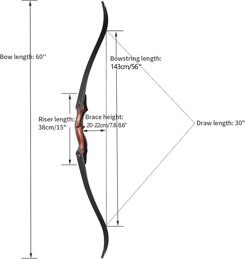 Traditional Takedown Hunting Bow 40lbs