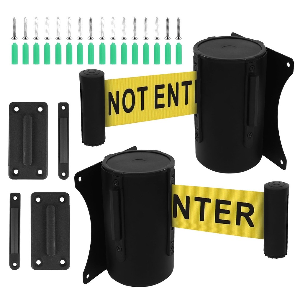 Wall Mount Retractable Belt Barrier 2 Pack, TrreZon Fixed Retractable Belt Ba...