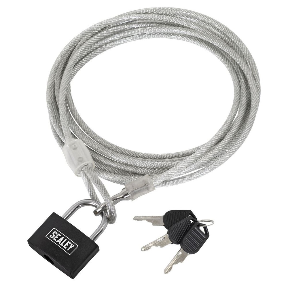 Sealey SHGCL3 Motorcycle Cable Lock 3m-Heavy‑Duty Security Cable