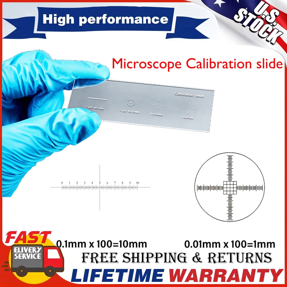 Microscope Calibration Slide 0.01mm Multifunctional Microscope Calibrating Ruler