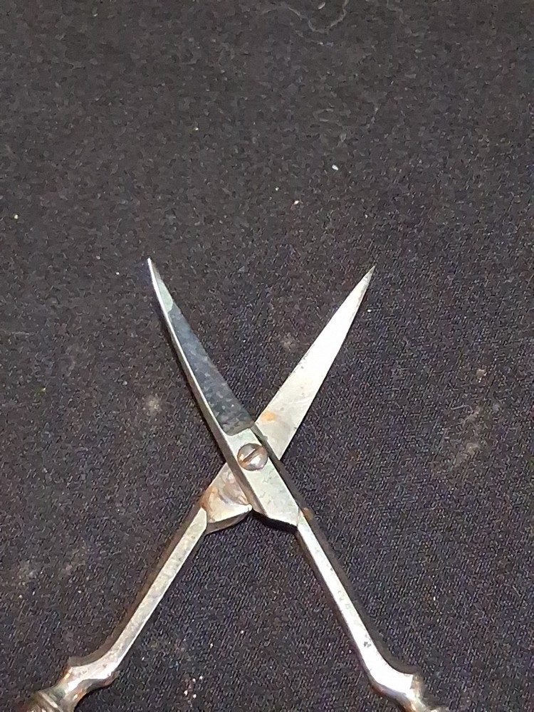 Antique 800 Silver Sewing Scissors Curved Blade Sharp