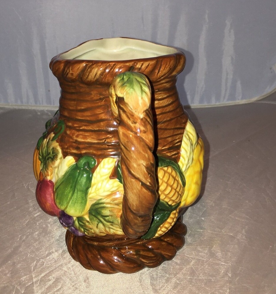 Bico Fall Harvest Ceramic 1 qt Pitcher Fruit Vegetable Produce