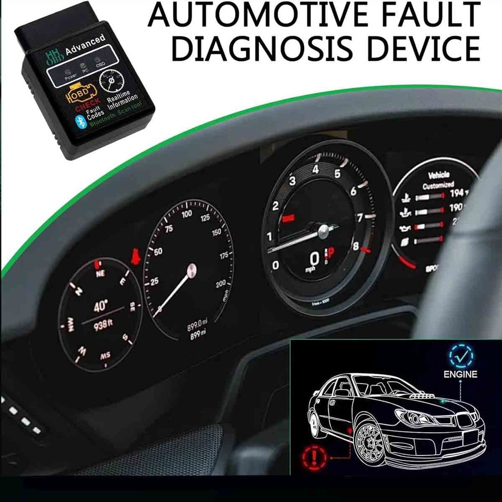 Car OBD2 Bluetooth diagnostic tool with dedicated app (black)