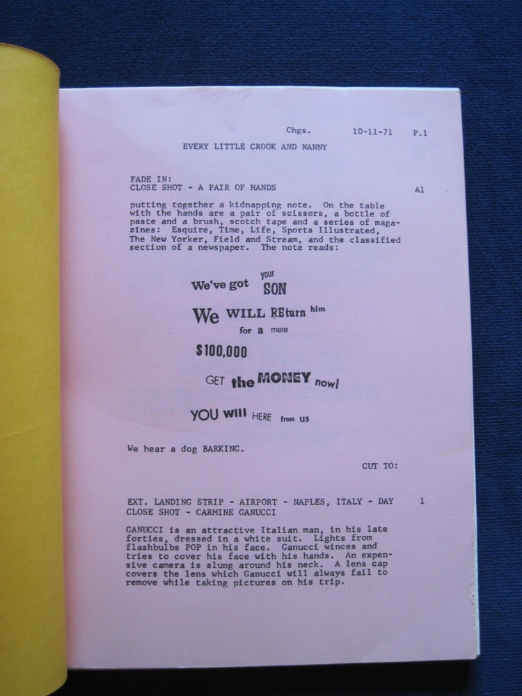 ORIGINAL SCRIPT for EVERY LITTLE CROOK & NANNY - LYNN REDGRAVE'S COPY