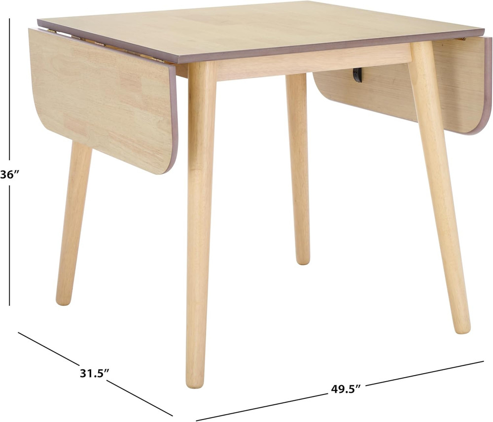 Space-Saving Modern White Washed Drop Leaf Dining Table for 4