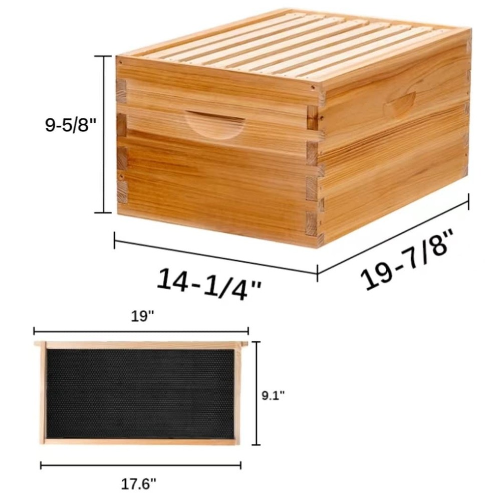 8-Frame Langstroth Beehive Deep Brood Box - 100% Beeswax Coated