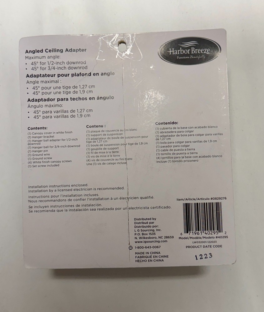 Harbor Breeze Angled Ceiling Adapter 0829276