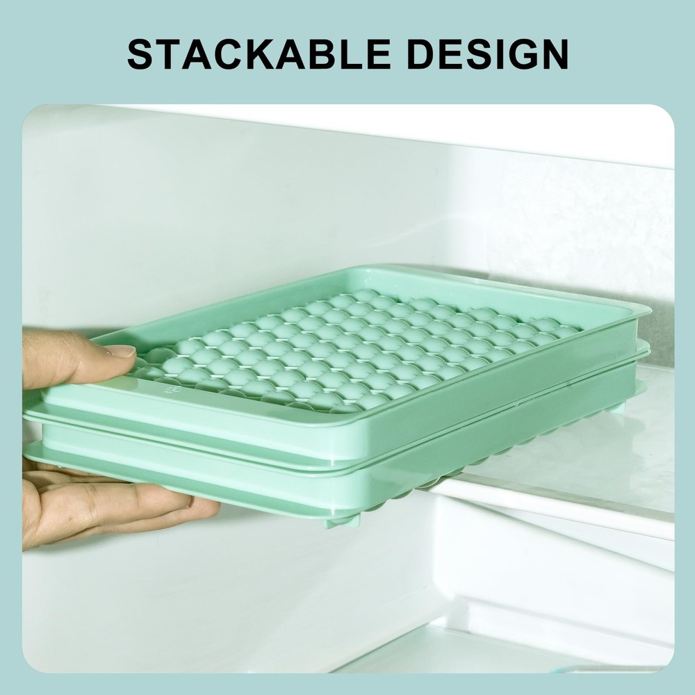 Mini Ice Cube Tray, Small Round Molds 104x3 PCS - 3Pack, Green
