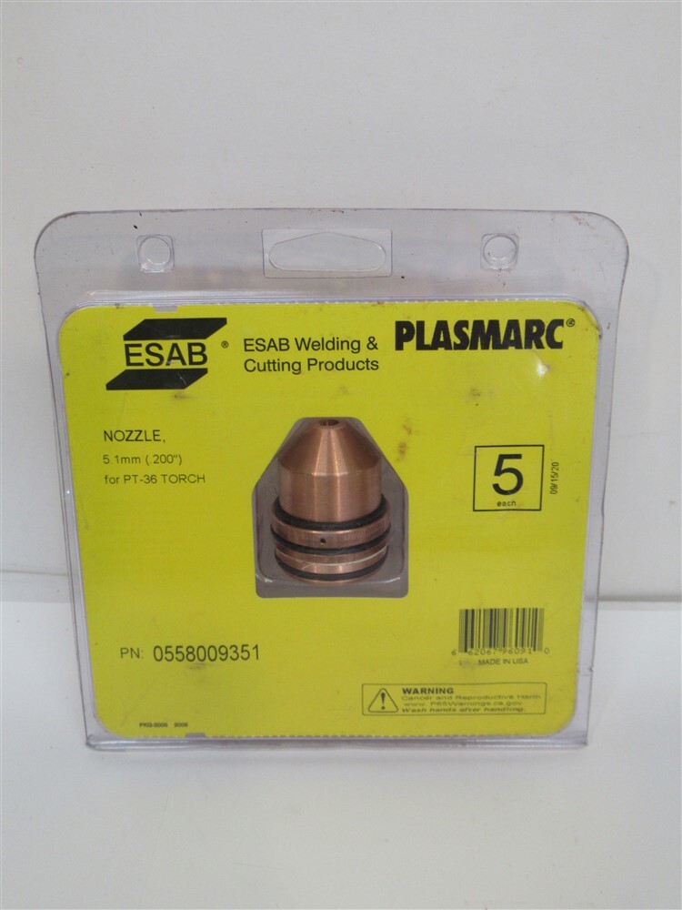 ESAB 0558009351 , 5.1mm Nozzle for PT-36 Torch, 5 Pack