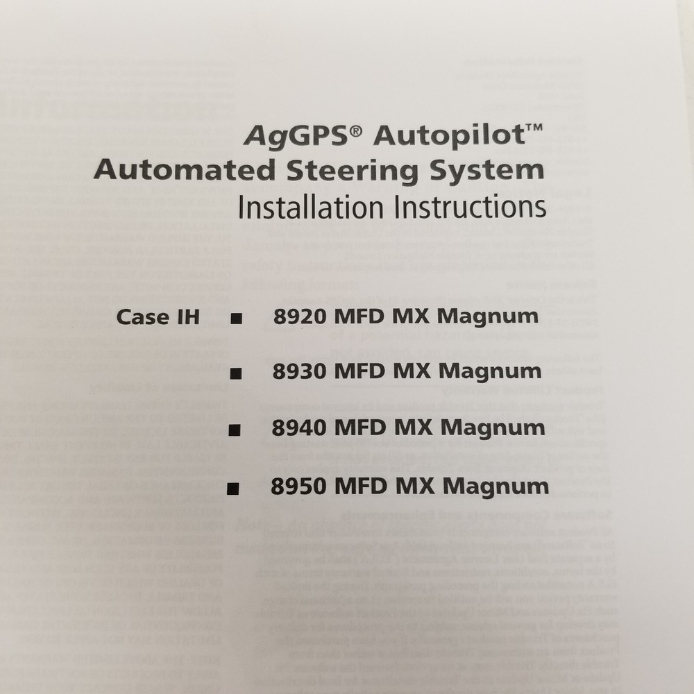 Trimble Autopilot Automated Steering System CASE IH Installation Instructions