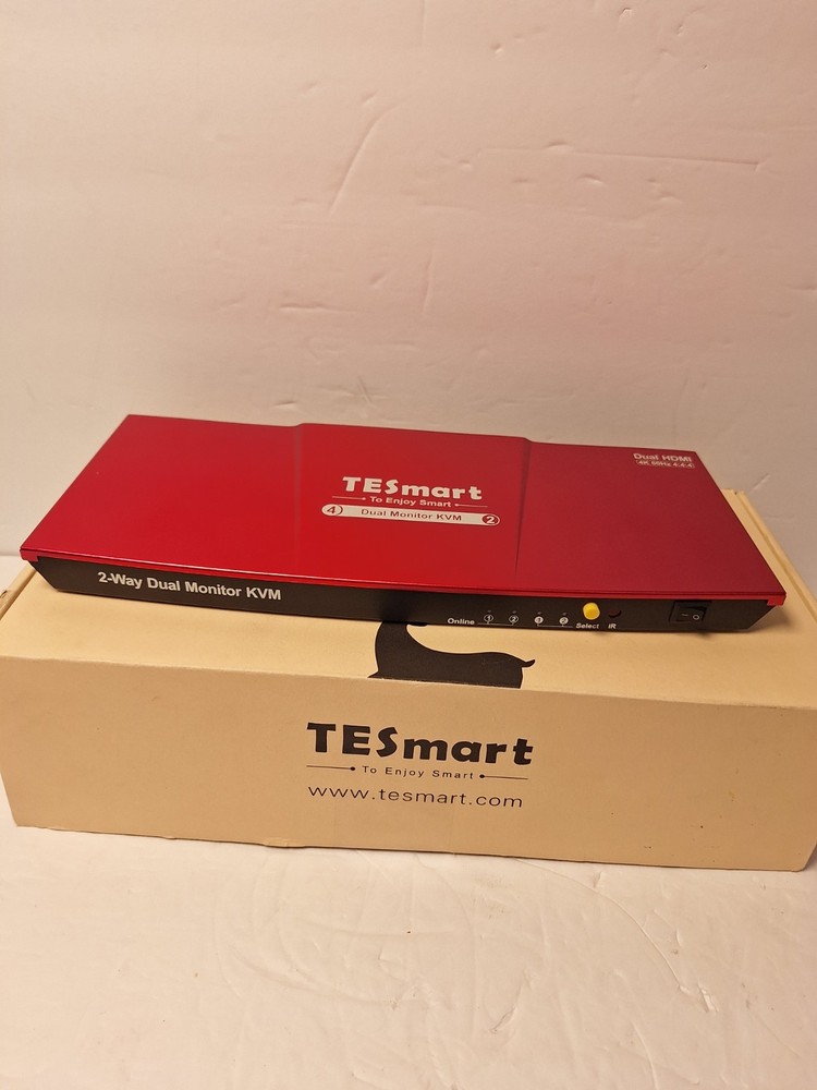 TESmart USB 3.0 HDMI KVM Switch 2 Monitors 2 Computers 4K@60Hz Missing Remote
