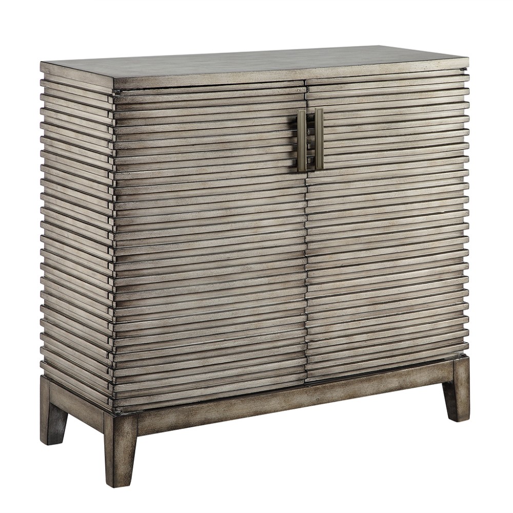 Ridge Accent Chest,features two doors,Solid wood, Wood Finish: Grey