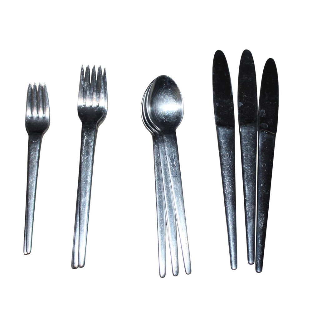 MCM Style Modern Kitchen Flatware Set Atomic Look Set Of 12
