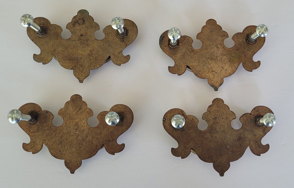 Vintage Brass Chippendale Colonial Antique Hardware Drawer Pulls 2.5" centers