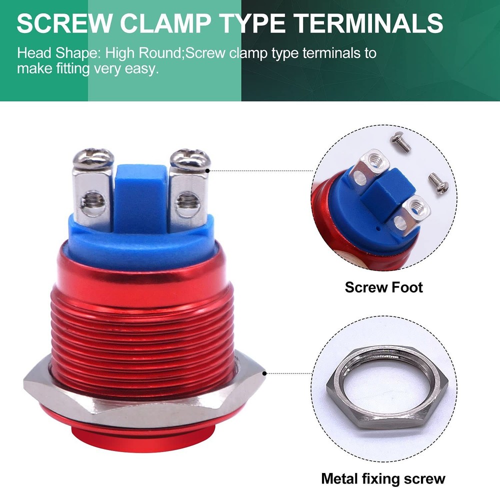 3A Waterproof Red Momentary Push Button Switch for Car Modification – 19mm