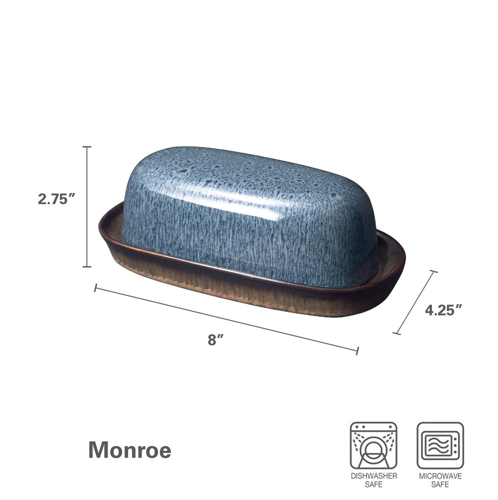 Monroe Blue Covered Butter Dish, 8-Inch
