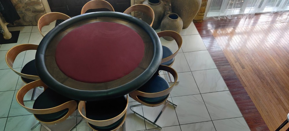High End Custom Poker Table Set (8 Matching Charis)