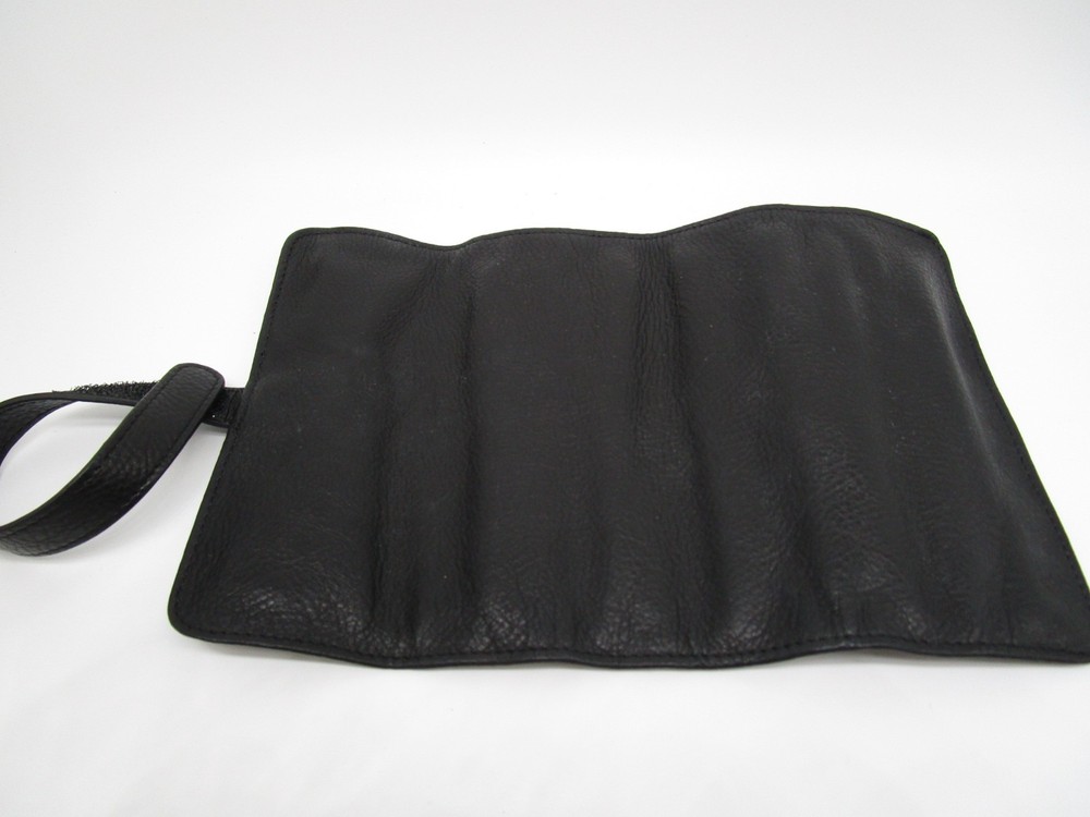 Libelle Black Full Grain Leather 5 Pen Roll Case