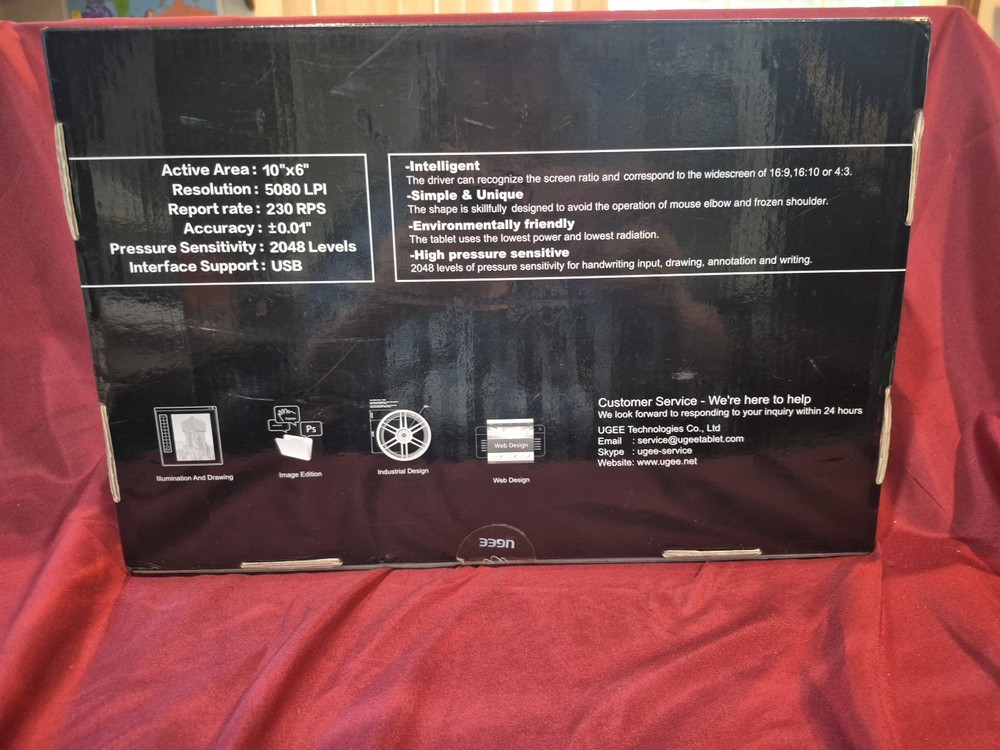 New Ugee HK1060 Pro Graphics Tablet Never Removed From Package Draw On Computer