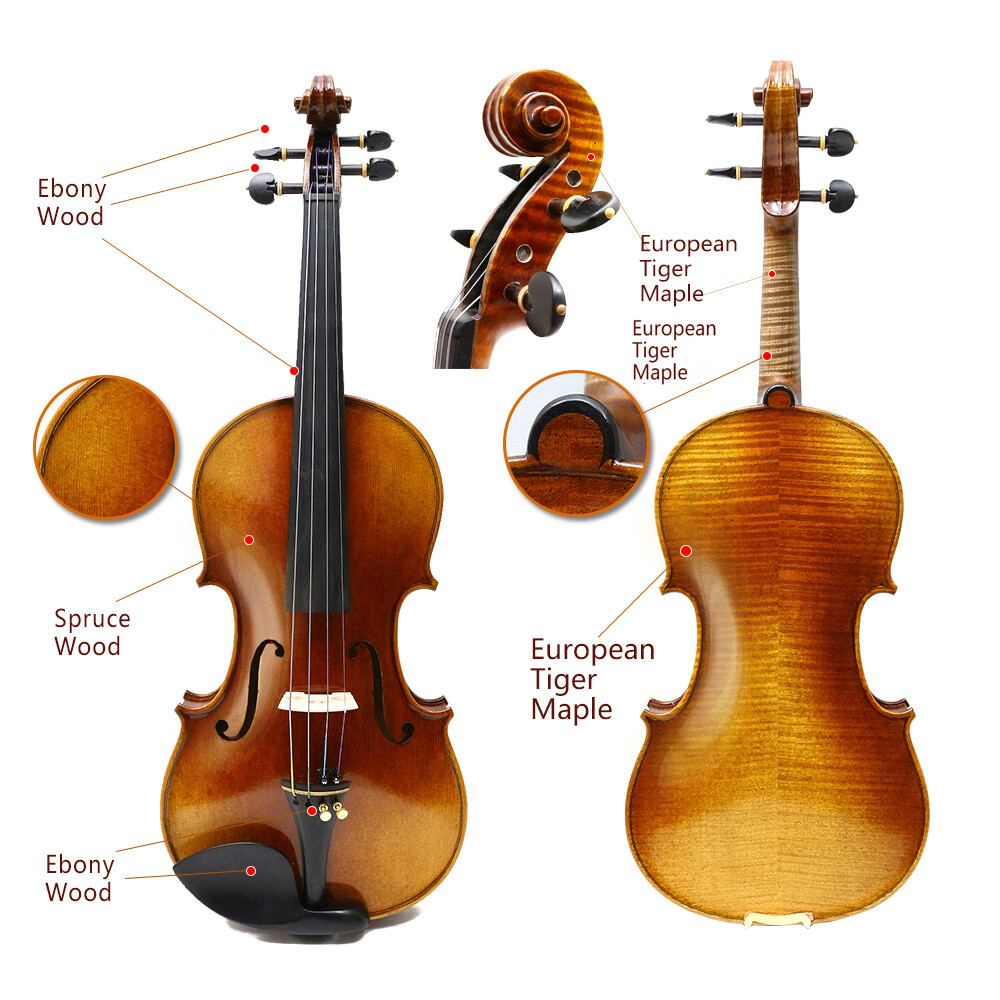 New 4/4 Violin - Premium Flamed Maple, Includes Protective Case