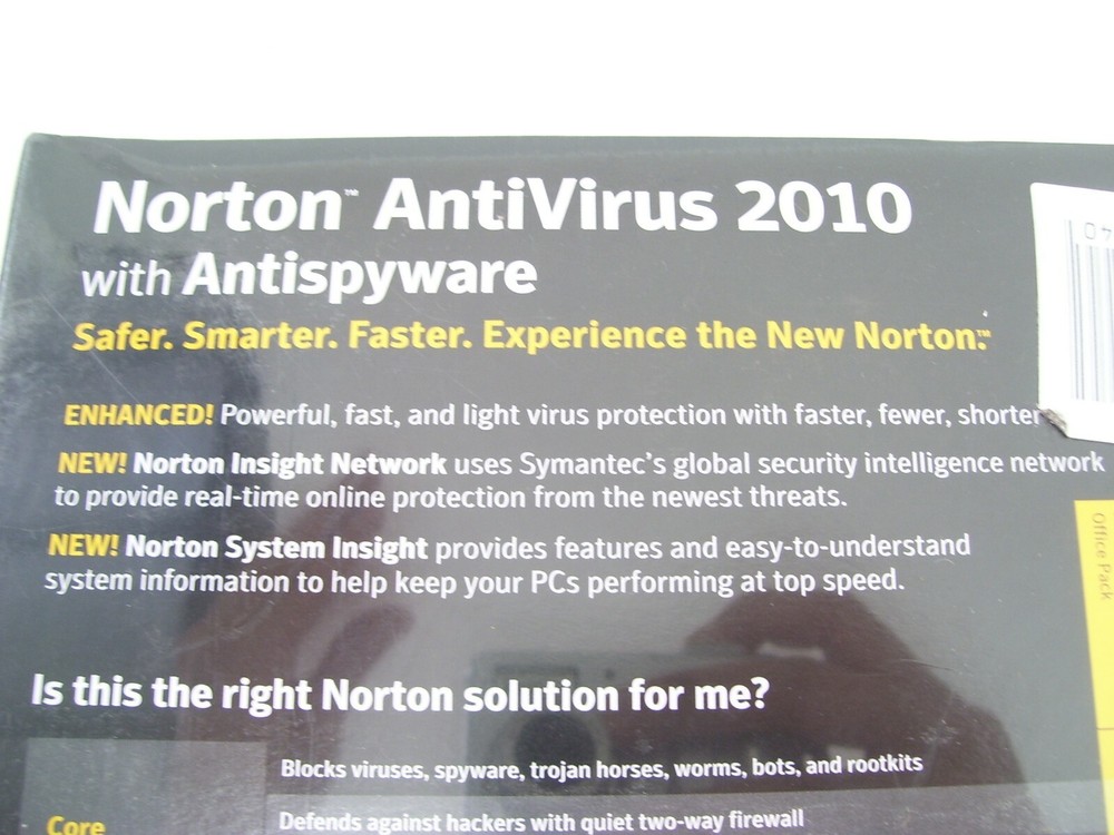 NORTON ANTIVRUS ANTISPYWARE PC FIREWALL SOFTWARE 2010 5 USER OFFICE PACK