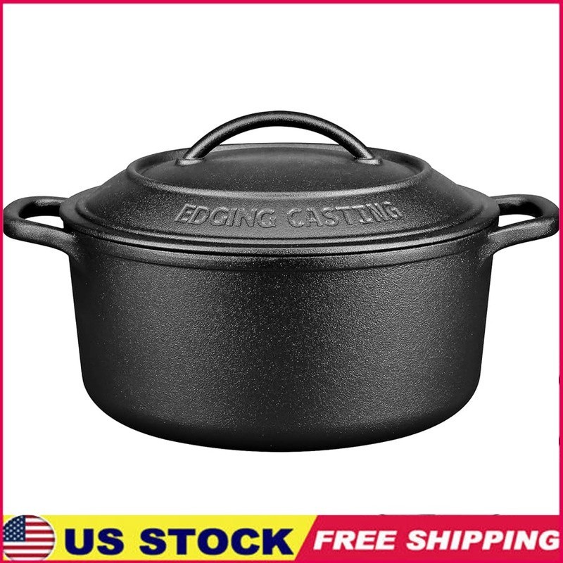 5qt Cast Iron Dutch Oven Multi-Functional Cookware Baking Stews Camping New