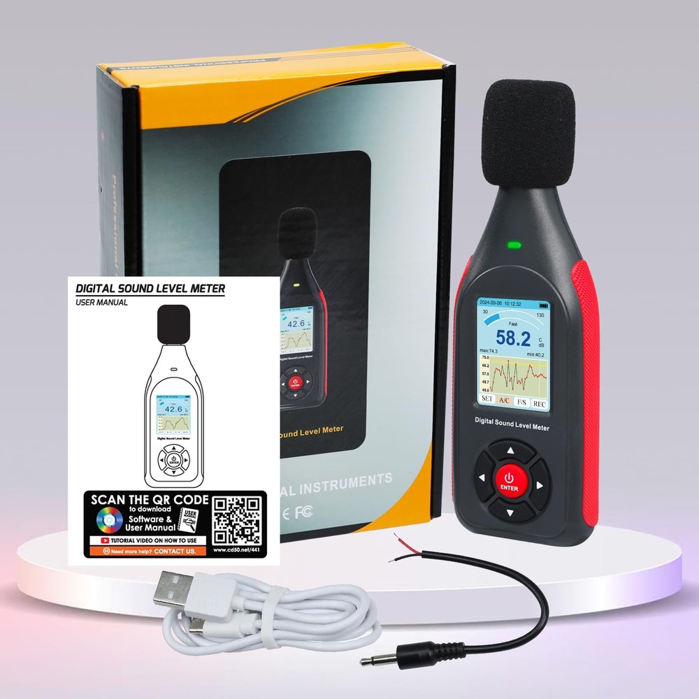 Decibel Meter Data Logger Digital Sound Meter, Level Meter...