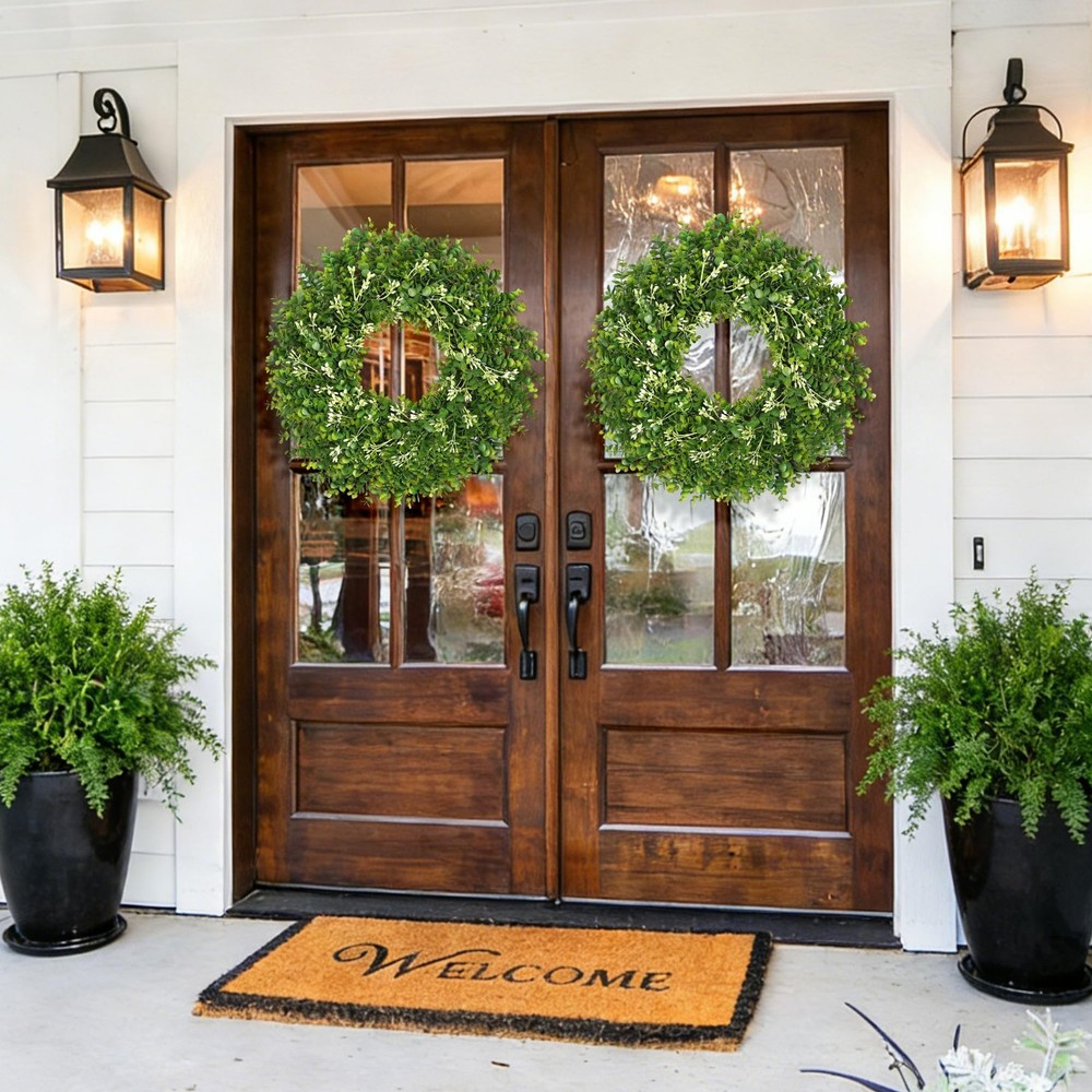 26 Inch Large Greenery Eucalyptus Boxwood Wreaths Artificial Easter Summer Sp...