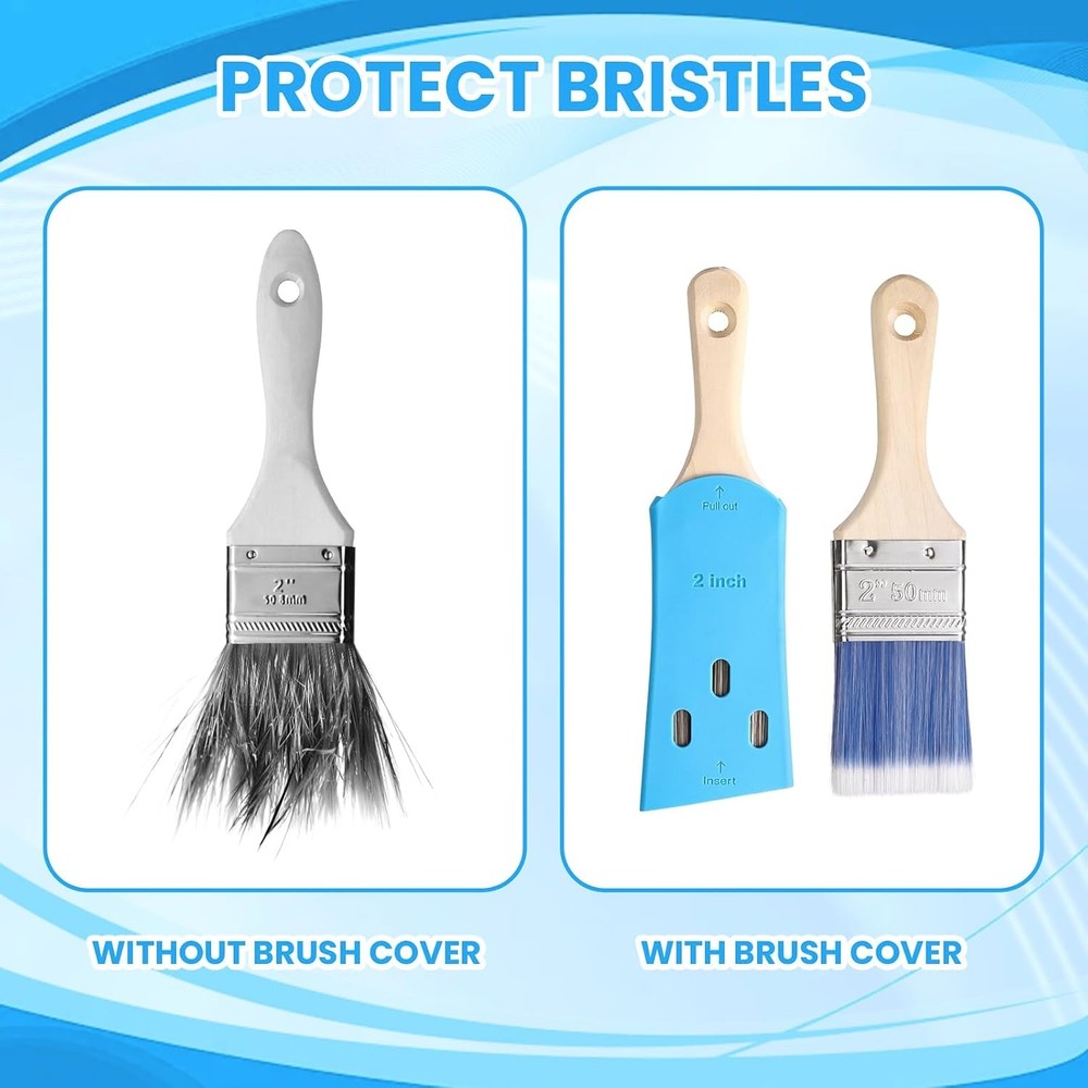3 Pack Paint Brush Protector Covers – Protects Bristles & Keeps 2in, Blue