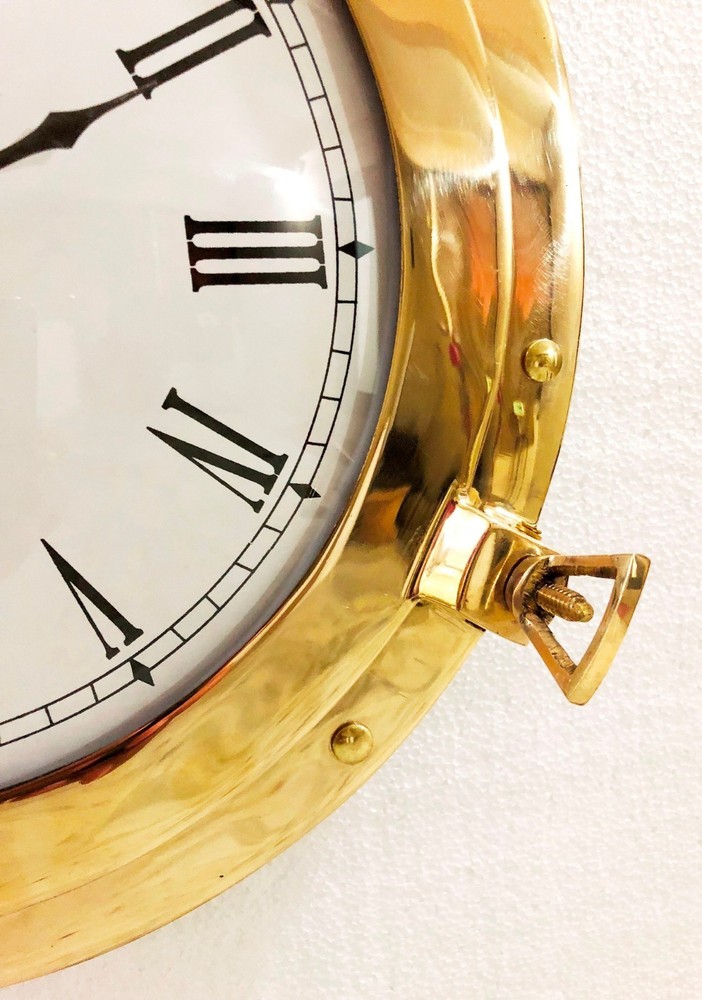 17" Antique Marine Solid Brass Ship Porthole Analog Clock Nautical Wall Clock