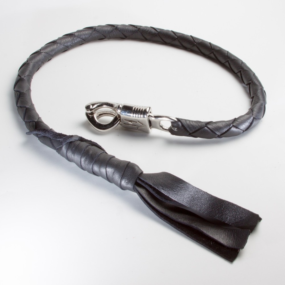Motorcycle "getback" whip! BLACK, hand braided