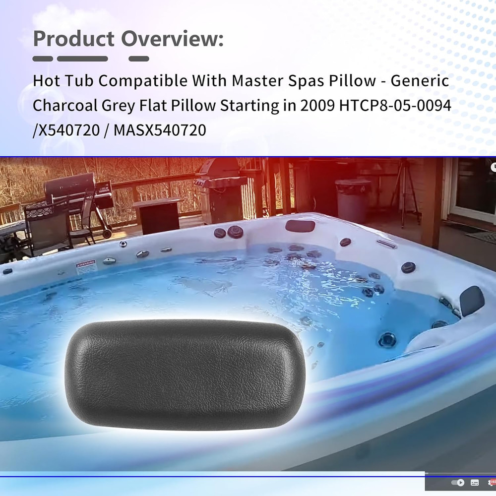 2 Pack Hot Tub Compatible with Master Spas Pillow - Generic Charcoal Grey Flat P